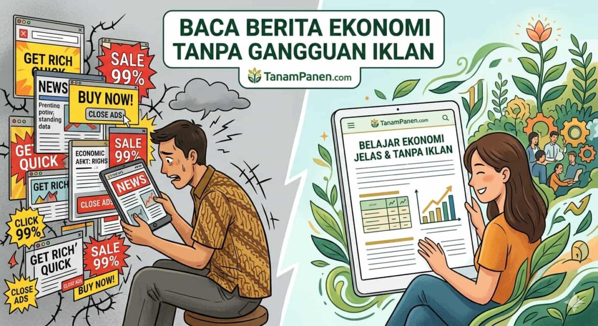 Berita Penting Soal Ekonomi Terhalang Iklan, Pembaca Jadi Malas, TanamPanen.com Solusinya!