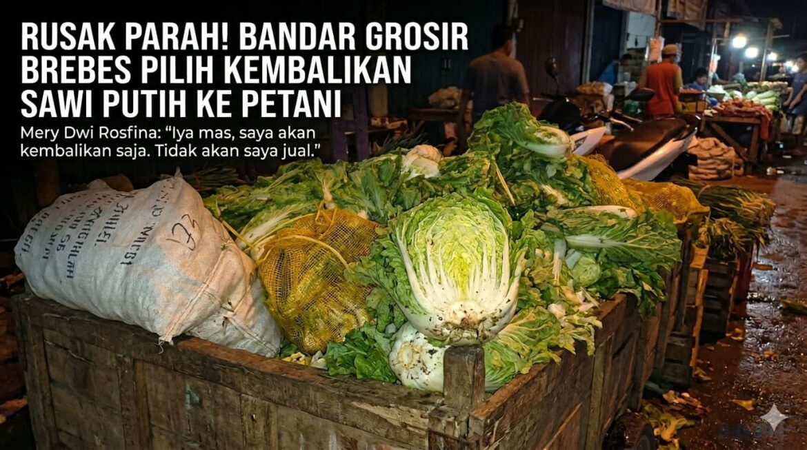 Rusak Parah! Bandar Grosir Brebes Pilih Kembalikan Sawi Putih ke Petani