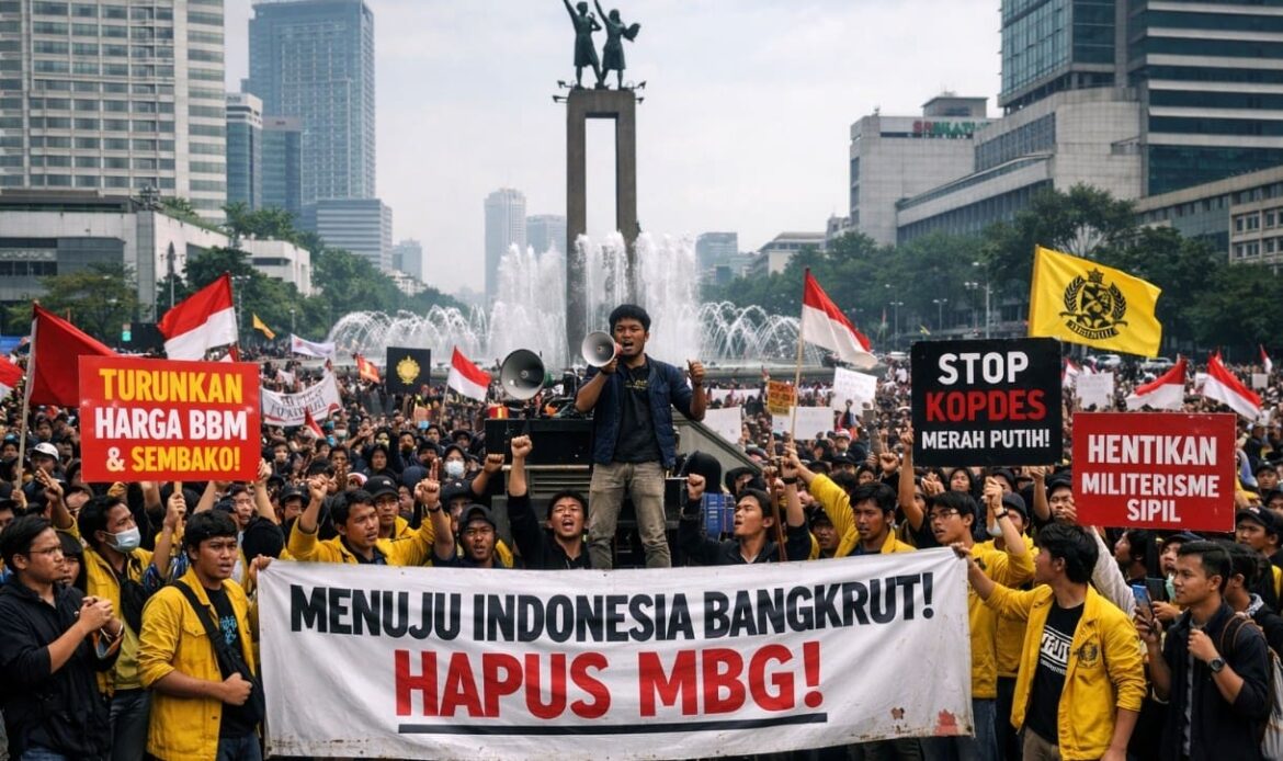 Aksi Demo BEM UI Bertajuk: Menuju Indonesia Bangkrut