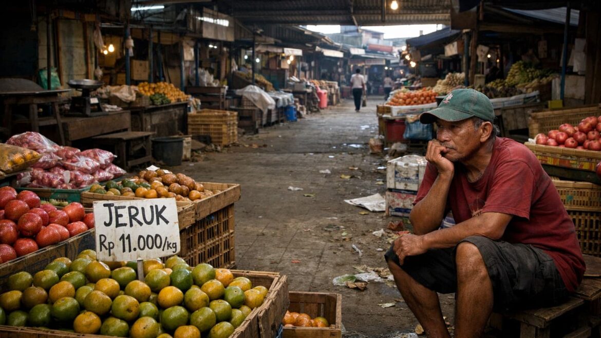 Meski Jual Rugi, Pedagang Buah Kramat Jati Tetap Sepi Pembeli