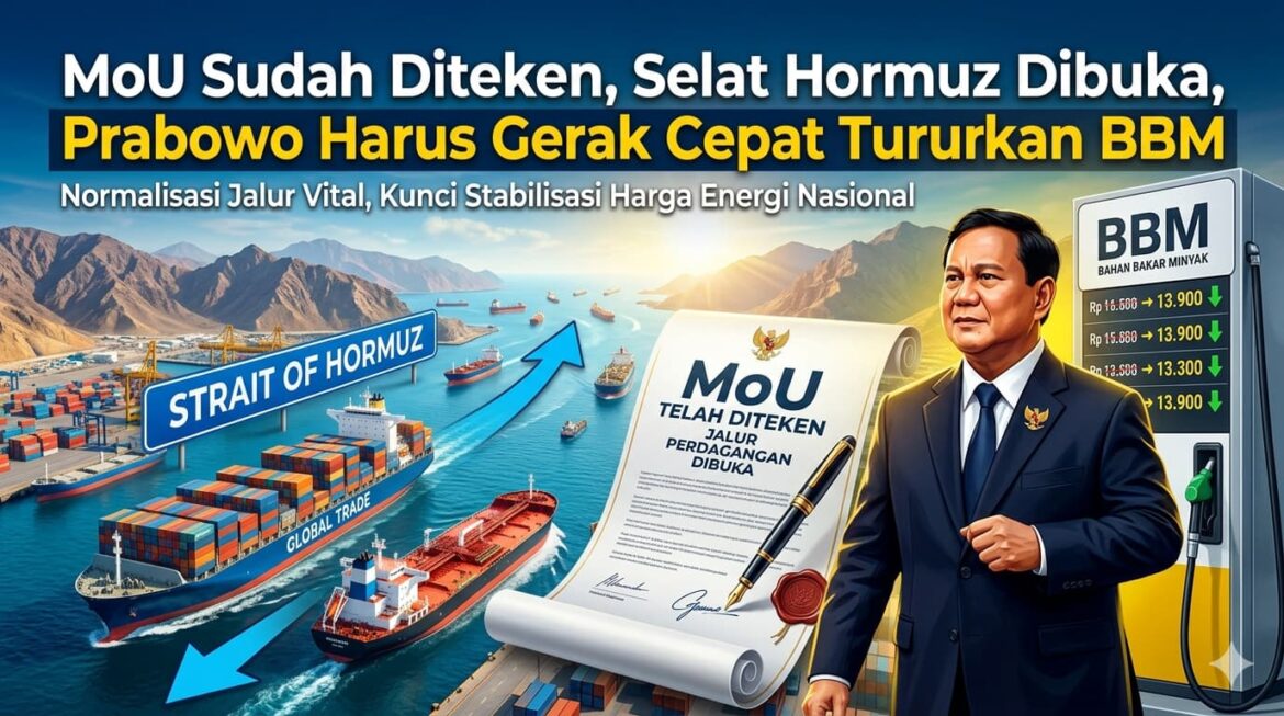 MoU Sudah Diteken, Selat Hormuz Dibuka, Prabowo Harus Gerak Cepat Turunkan BBM