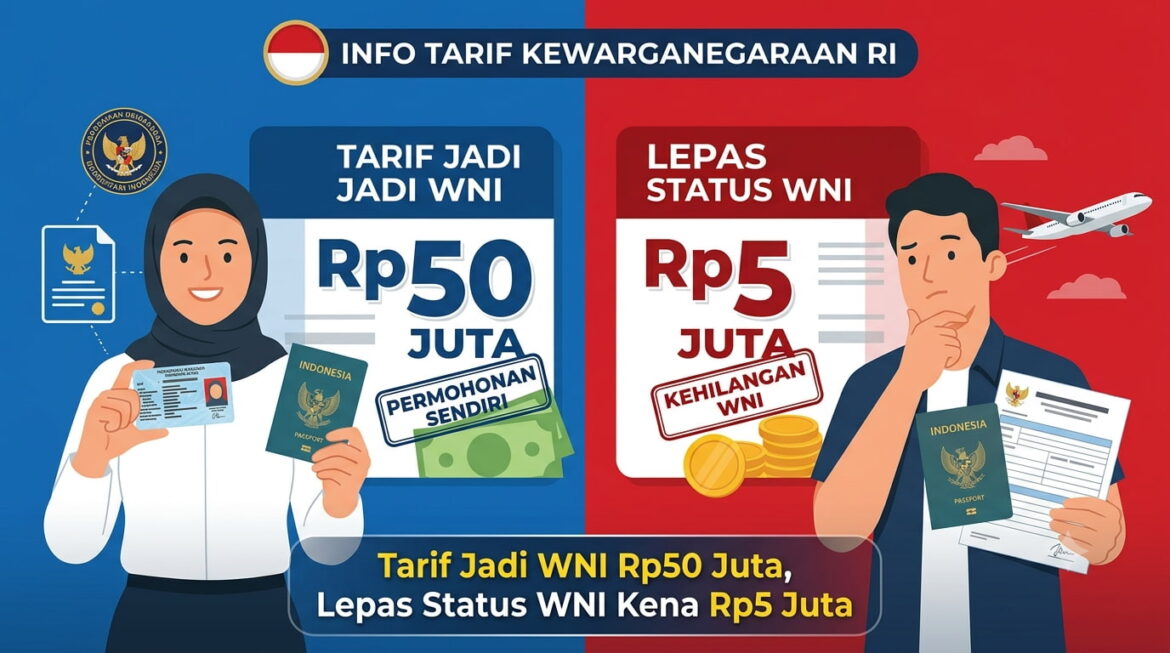 Tarif Jadi WNI Rp50 Juta, Lepas Status WNI Kena Rp5 Juta